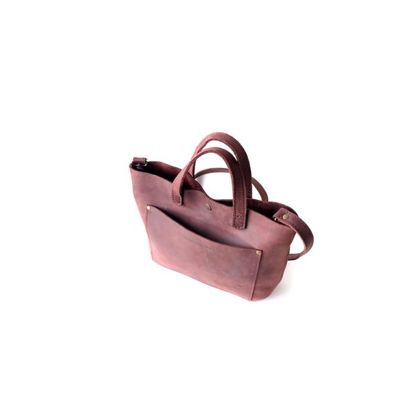 PORTLAND Leather Goods Bag Merlot Classic Mini Crossbody Tote - Picture 3 of 10